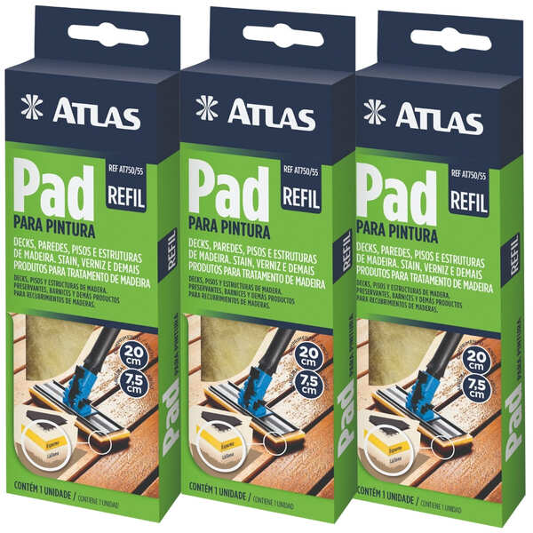 Refil De Pad Para Pintura Deck Madeira Verniz | Atlas | Kit 0